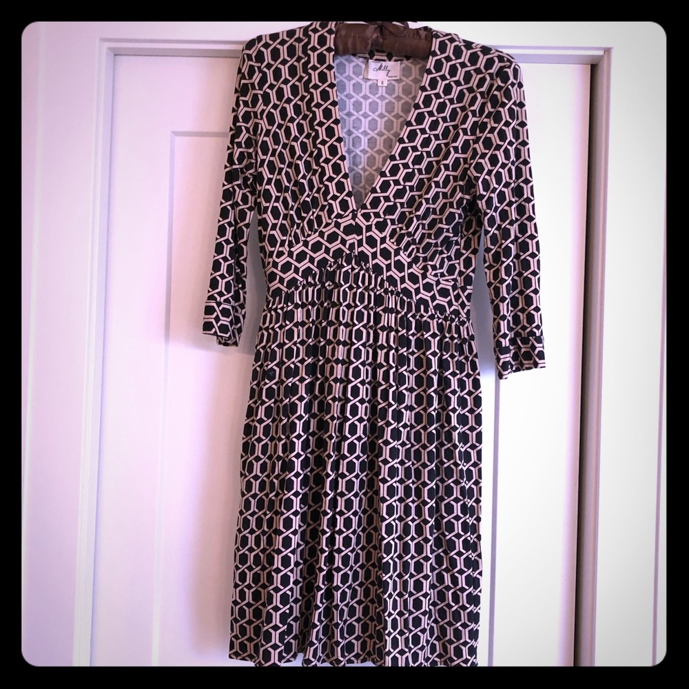 Milly Black and White Geometric Dress